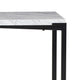 Agnew 50 Inch Console Table White Marble Top Tubular Black Steel Base BM299787