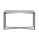 Agnew 50 Inch Console Table, White Marble Top, Tubular Black Steel Base