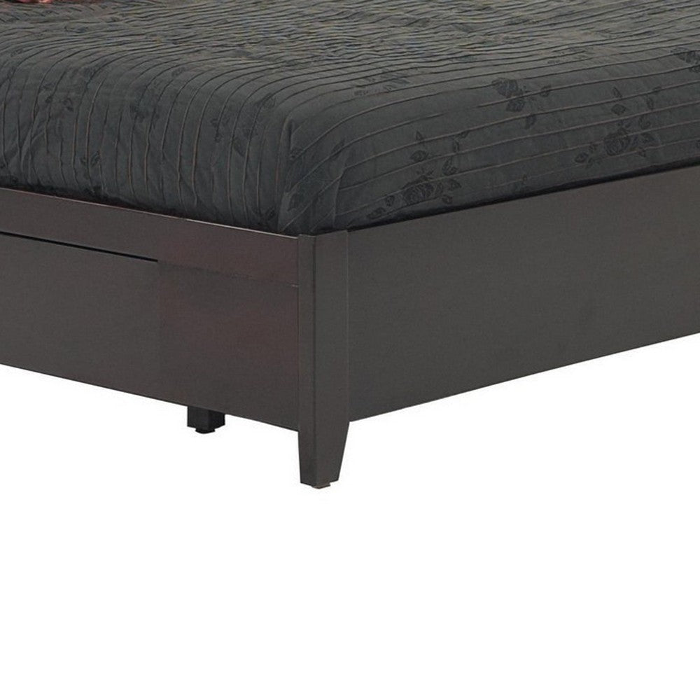 Klio Low Profile California King Bed 4 Storage Drawers Dark Brown Mahogany BM299789