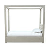 Riu Full Size Canopy Bed Panel Headboard with Tufted Gray Linen Upholstery BM299797