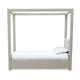Riu Full Size Canopy Bed Panel Headboard with Tufted Gray Linen Upholstery BM299797