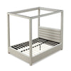 Riu Full Size Canopy Bed, Panel Headboard with Tufted Gray Linen Upholstery