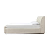 Reza King Size Platform Bed Sleigh Headboard Low Profile Beige Linen BM299812