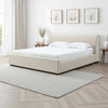 Reza King Size Platform Bed, Sleigh Headboard, Low Profile, Beige Linen