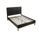 Carl California King Platform Bed, Lined Ribbed Panel Headboard, Black