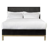 Carl California King Platform Bed Lined Ribbed Panel Headboard Black BM299818