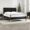 Carl California King Platform Bed, Lined Ribbed Panel Headboard, Black