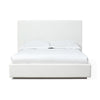 Uma King Size Platform Bed Tall Panel Headboard Cream Canvas Upholstery BM299822