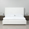 Uma King Size Platform Bed, Tall Panel Headboard, Cream Canvas Upholstery
