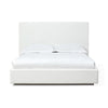 Uma Full Size Platform Bed Tall Panel Headboard Cream Canvas Upholstery BM299824