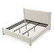 Kizo King Size Platform Bed Cream Boucle Fabric Panel Headboard Slats