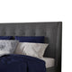 Atina King Bed Dark Charcoal Gray Linen Upholstered Slanted Headboard BM299833