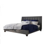 Atina King Bed, Dark Charcoal Gray Linen Upholstered, Slanted Headboard