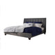 Atina King Bed, Dark Charcoal Gray Linen Upholstered, Slanted Headboard