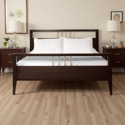 Fang California King Bed, Sleigh Headboard, Metal Bars, Espresso Brown