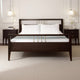 Fang Modern King Size Bed, Sleigh Headboard, Metal Bars, Espresso Brown