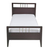 Fang Modern Full Size Bed Sleigh Headboard Metal Bars Espresso Brown