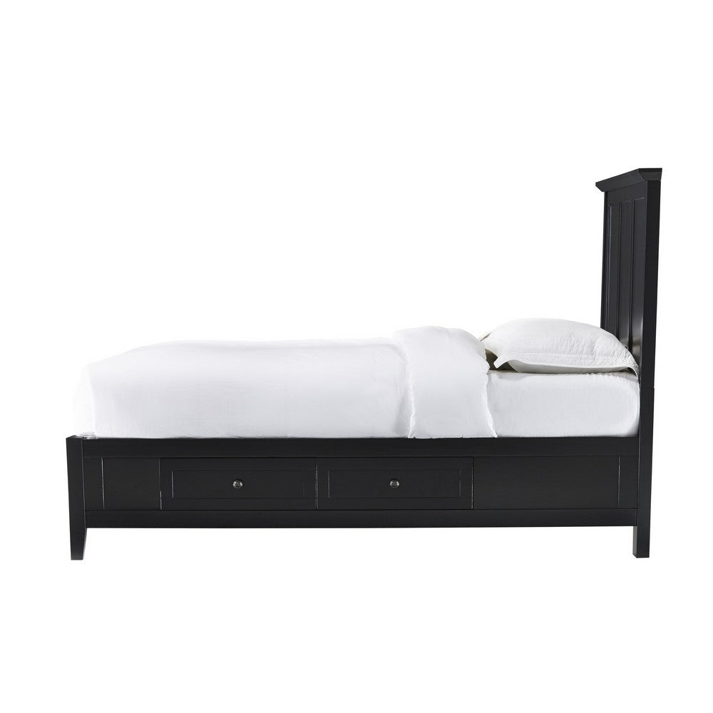 Kenji Full Size Bed Panel Headboard 4 Storage Drawers Matte Black Wood BM299851