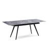 79 Inch Extendable Modern Dining Table, Textured Stone Surface, Warm Gray