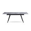 79 Inch Extendable Modern Dining Table Textured Stone Surface Warm Gray BM299858