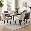 79 Inch Extendable Modern Dining Table, Textured Stone Surface, Warm Gray