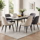 79 Inch Extendable Modern Dining Table, Textured Stone Surface, Warm Gray