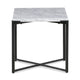 20 Inch Modern Side End Table, Carrara Marble Top, Steel Frame, Smooth Gray