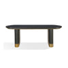 79 Inch Modern Dining Table Oval Shaped Surface Brass Metal Accents BM299866