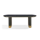 79 Inch Modern Dining Table Oval Shaped Surface Brass Metal Accents BM299866
