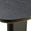 79 Inch Modern Dining Table Oval Shaped Surface Brass Metal Accents BM299866