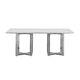 Eun 78 Inch Dining Table Carrara Marble Top Stainless Steel Base Gray BM299869