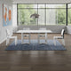 Eun 78 Inch Dining Table, Carrara Marble Top, Stainless Steel Base, Gray