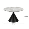 Lam 47 Inch Round Dining Table, Sintered Stone Top, Steel Base, Black