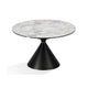 Lam 47 Inch Round Dining Table, Sintered Stone Top, Steel Base, Black