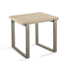 Oxy 24 Inch Side End Table, Stone Tabletop, Metal Sled Base, Bronze