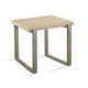 Oxy 24 Inch Side End Table, Stone Tabletop, Metal Sled Base, Bronze