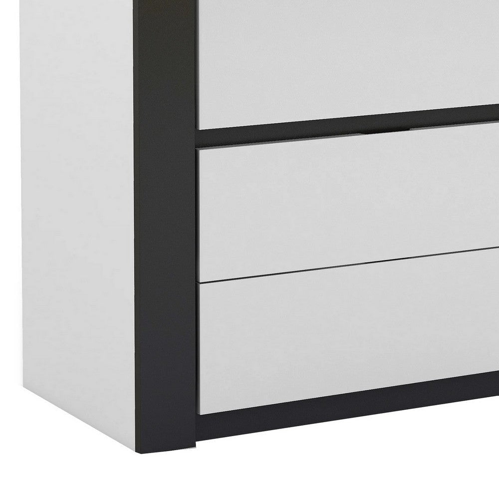 Nav 48 Inch Tall Dresser Chest with 5 Drawers Concealed Handles White By Casagear Home BM299932