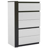 Nav 48 Inch Tall Dresser Chest with 5 Drawers, Concealed Handles, White By Casagear Home