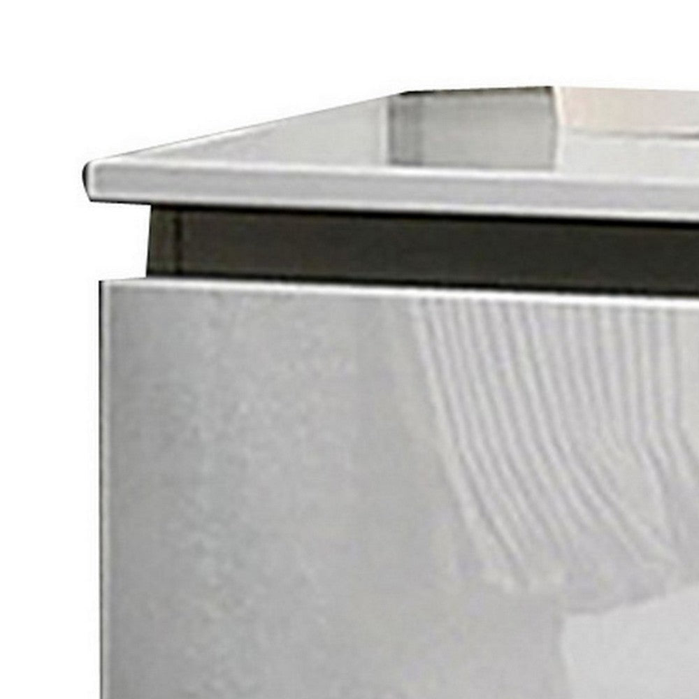 Nav 22 Inch Modern Nightstand with 2 Drawers Concealed Handles White BM299934