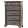 Akia 53 Inch 5 Drawer Tall Dresser Chest, Round Metal Knobs, Smooth Gray By Casagear Home