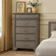 Akia 53 Inch 5 Drawer Tall Dresser Chest, Round Metal Knobs, Smooth Gray By Casagear Home