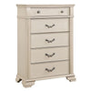 Akia 53 Inch 5 Drawer Tall Dresser Chest, Round Metal Knobs, Crisp White