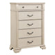 Akia 53 Inch 5 Drawer Tall Dresser Chest, Round Metal Knobs, Crisp White
