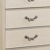 Akia 53 Inch 5 Drawer Tall Dresser Chest Round Metal Knobs Crisp White BM299938