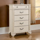Akia 53 Inch 5 Drawer Tall Dresser Chest, Round Metal Knobs, Crisp White