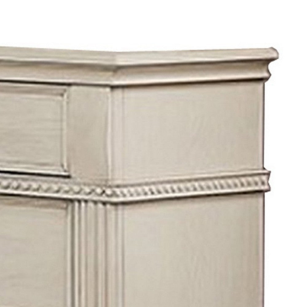 Akia 62 Inch 9 Drawer Wide Dresser Chest Round Metal Knobs Crisp White BM299939