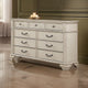 Akia 62 Inch 9 Drawer Wide Dresser Chest, Round Metal Knobs, Crisp White