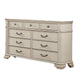Akia 62 Inch 9 Drawer Wide Dresser Chest, Round Metal Knobs, Crisp White