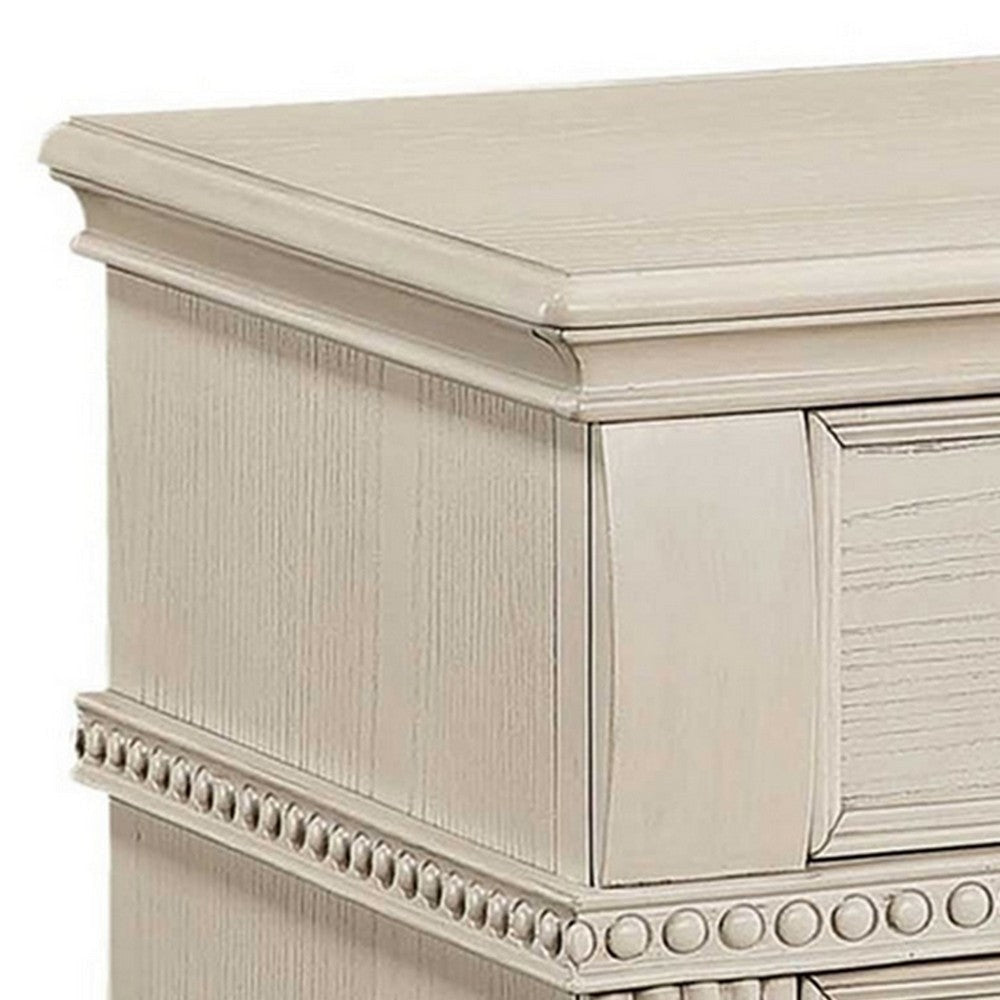Akia 28 Inch Traditional 3 Drawer Nightstand Metal Knobs Crisp White BM299940