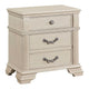 Akia 28 Inch Traditional 3 Drawer Nightstand, Metal Knobs, Crisp White